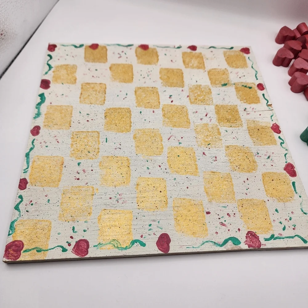 Handmade Wooden Checkers Board Game 9x9